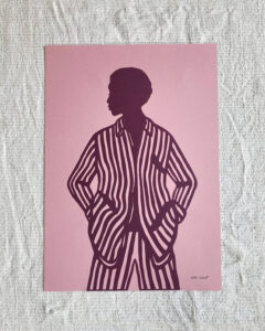 Papirklip af Kvinde i stribet jakkesæt, rosa