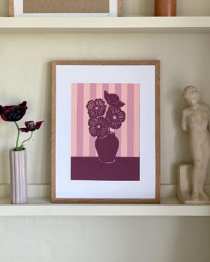 Valmuer, papirklip, rosa farver.