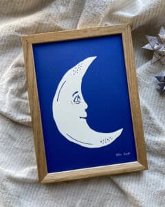 måne, papirklip, blå