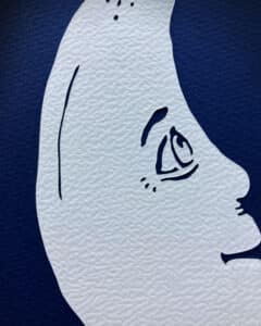 måne, papirklip, detalje