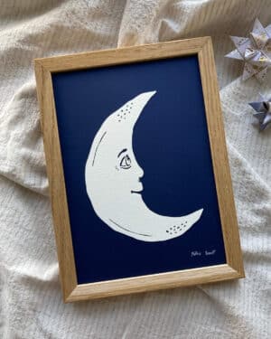 måne, papirklip, midnatsblå