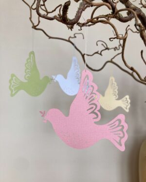 papirpynt, papirklip, fredsduer, pastelfarver